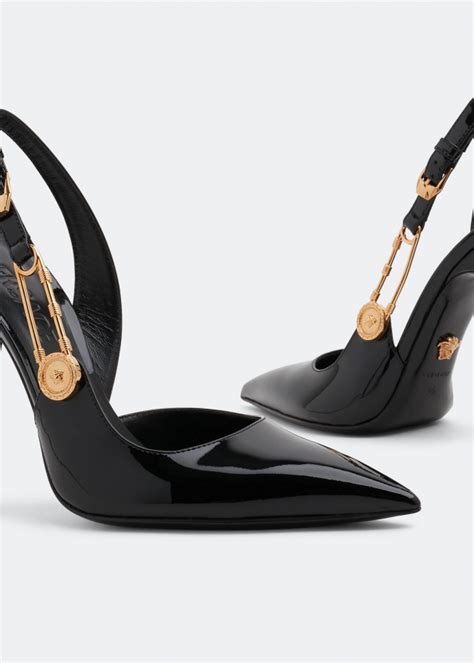 Versace Safety Pin Slingback Pumps For Women Black In Uae Level Shoes