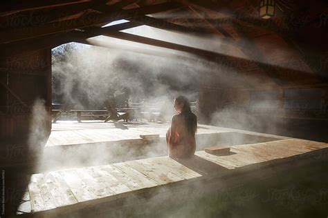 Woman Relaxing At Japanese Spa And Hot Springs In California By Stocksy Contributor Trinette