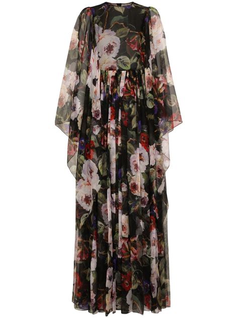 Dolce And Gabbana Floral Print Silk Maxi Dress Black Farfetch