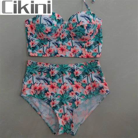 2016 New Fresh Sweet Color Sexy Gather Swimwear Print Bikini Bikini