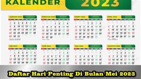 Daftar Hari Penting Bulan Mei 2023 Ada 2 Tanggal Merah Libur Nasional