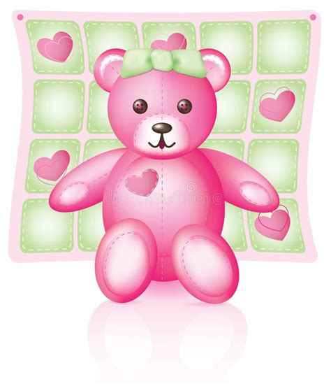 Pink Teddy Bear With Flowers Stock Vector Illustration Of Pink Baby