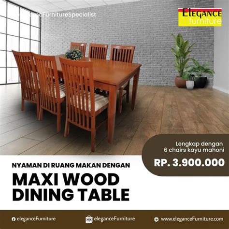 Jual Full Set Maxi Wood Dining Table Meja Makan Kursi Kota Bandung