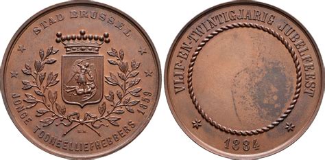 Belgien Bronzemedaille 1884 Leopold II 1865 1909 Vz St MA Shops