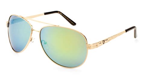 Khan Aviator Sunglasses With Metal Art Temples Mass Vision