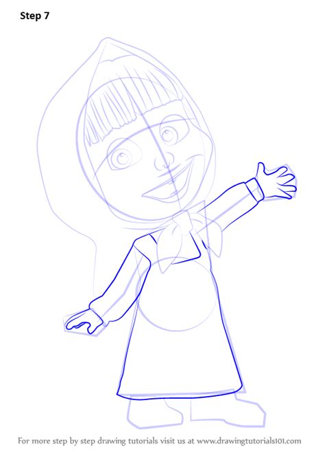 Step By Step How To Draw Masha From Masha And The Bear Masha And The