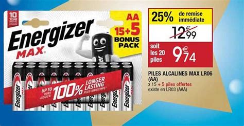 Promo Piles Alcalines Max Lr Aa Energizer Chez Cora Icatalogue Fr