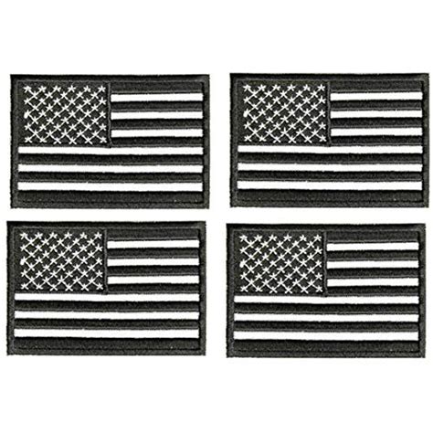 Asa Techmed 4 Pack Black And White Us Usa Flag Embroidered Patch