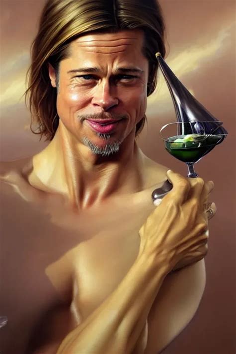 Brad Pitt Face Is An Olive In A Martini Glass Hyper Stable Diffusion