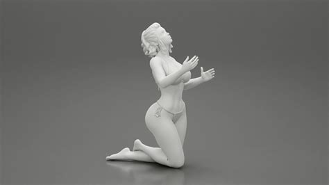 Sexy Girl In Bikini With Hairstyle Sitting On Her Knees D Model D Printable CGTrader