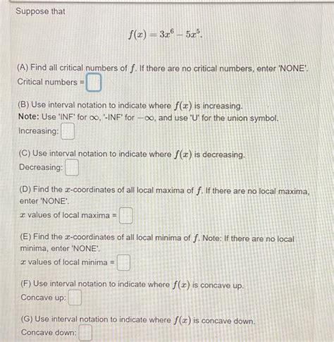 Solved Suppose That F X 3x6−5x5 A Find All Critical