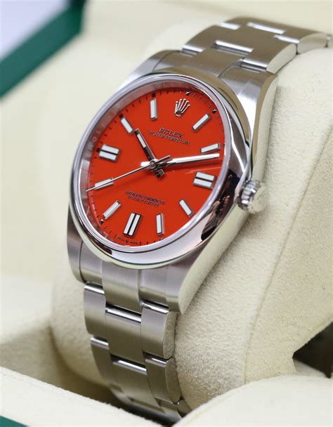 Rolex Oyster Perpetual Coral Red Dial Reference Ca