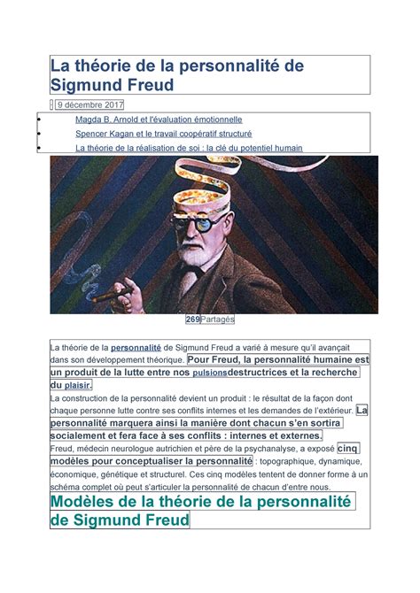 La Th Orie De La Personnalit De Sigmund Freud La Th Orie De La