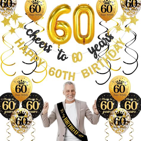 Yatufom 16pcs 60th Birthday Decorations Kit For Men Women