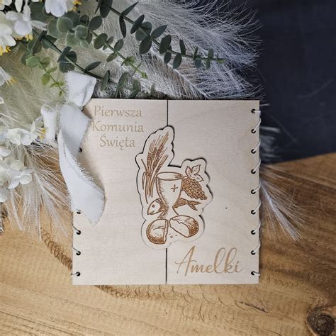 Personalised First Holy Communion Card Rustic 3D Wooden First Holy