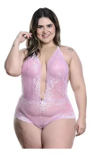 Camisola Lingerie Body Plus Size Sensual Sexy Bicolor Renda