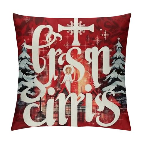 Jeuxus Christmas Pillow Cover Red Black Buffalo Check Plaids Holy Night