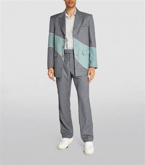 Mens Ahluwalia Grey Wool Blend Blazer Harrods UK