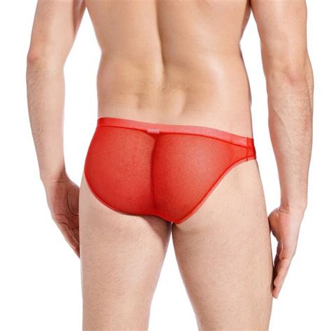 Slips sexy pour hommes en T dos avec poche nez d éléphant maille