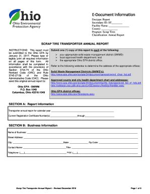 Fillable Online Epa Ohio E Document Information Fax Email Print