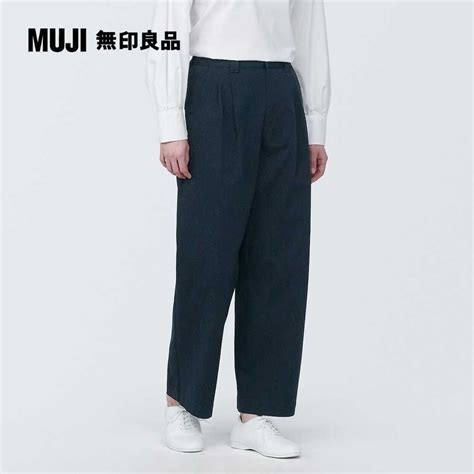 Muji 無印良品 女有機棉混縱橫彈性綾織打褶寬版褲共4色 Pchome 24h購物