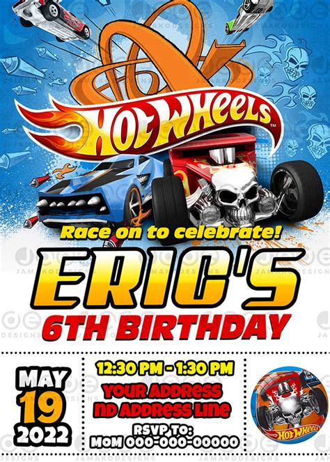 Digital Hot Wheels Birthday Invitation Printable X Or X Free