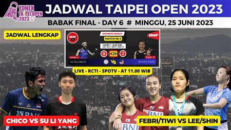 Jadwal Final Taipei Open Hari Ini Live Rcti Chico Vs Su Li Yang