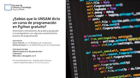 UNSAM On Twitter IMPERDIBLE La ECyTUNSAM Vuelve A Dictar En Agosto