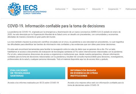 Covid Lanzamos Una Web Con Informaci N Confiable Iecs