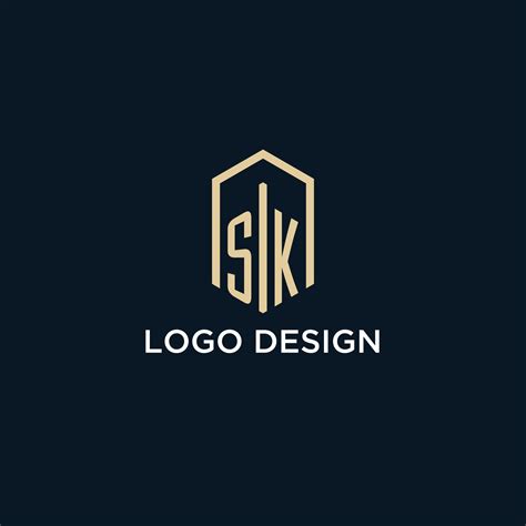 SK initial monogram logo with hexagonal shape style, real estate logo ...