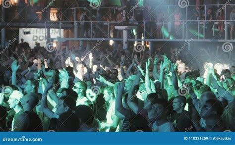 Ukraine Popovka Kazantip August 5 2013 Dj On Main Stage Lighting Crowd Of People Dancing