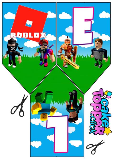 Roblox Topper Banderines Stickers Cupcake Toppers Gratis