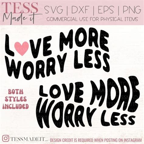 Love More Worry Less Svg Retro Svg Tess Made It