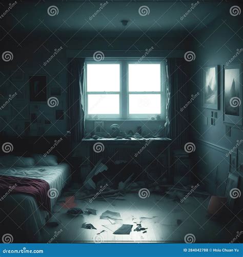 deserted bedroom interior   mess stock illustration illustration