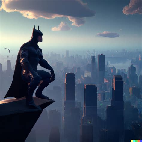 Batman Surveying Gotham City From The Top Of A Skyscraper Digital Art