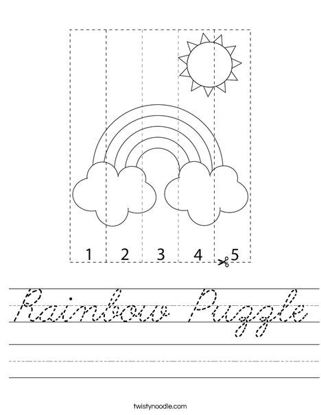 Rainbow Puzzle Worksheet Cursive Twisty Noodle