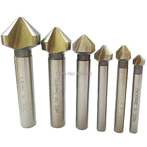 6pcs 3 Flute 90 Degree Hss Chamfer Cutter Chamfering Drilling Mill