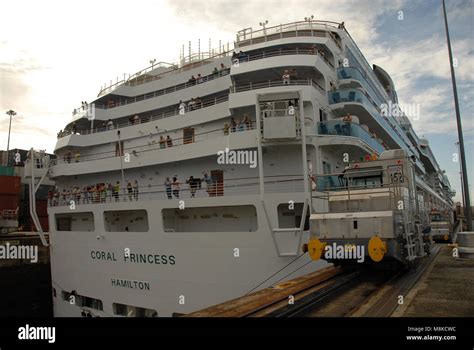 Coral Princess cruise ship passes through the Panama Canal Stock Photo ...