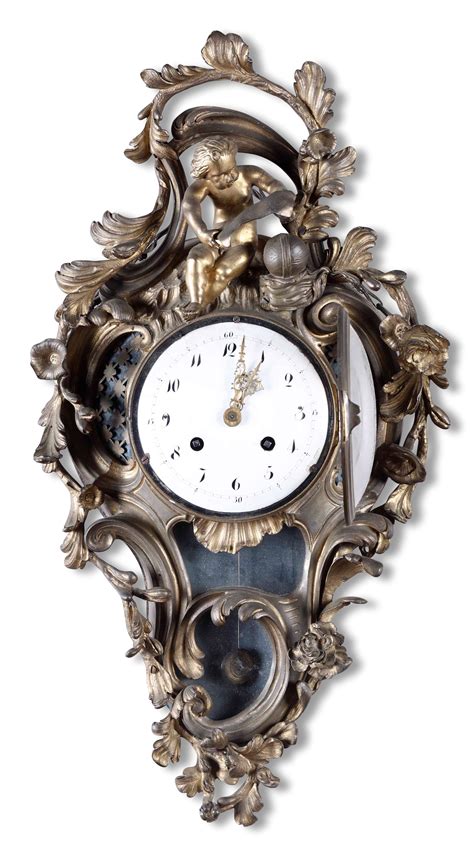 Orologio Cartel In Bronzo Dorato Con Francia Stile Luigi XV XIX