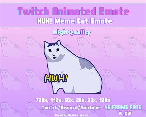 HUH Animated Emote Cat, Twitch Meme, Meme Emote, Cat Meme Emotes, Huh ...