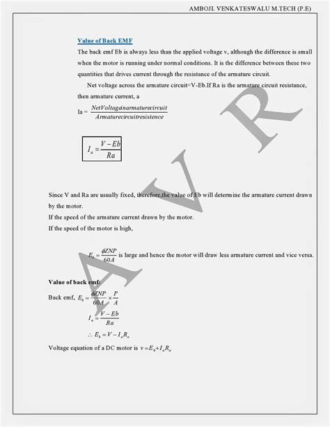 Dc Motorsprinciple Of Dc Motorback Emf Equationtorque Euation Of Dc