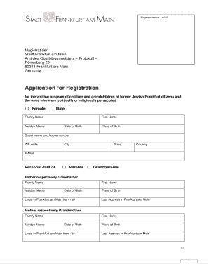 Fillable Online Application For Registration Frankfurt Fax Email