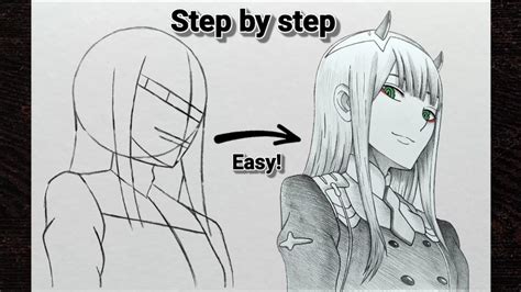 Zero Two Drawing Easy Step By Step How To Draw Zero Two Darling In