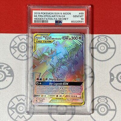 Psa Moltres Zapdos Articuno Gx Hidden Fates Secret Pokemon