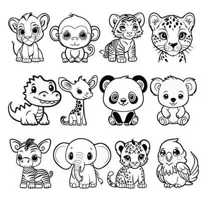 Cute Baby Animals Coloring Pages Vector Art, Icons, and Graphics for ...