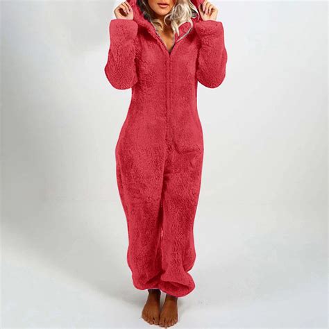 Eiyaclvo Womens Sherpa Jumpsuit Zipper Long Sleeve Warm Romper