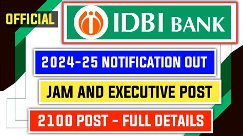 Idbi Bank Jam And Executive Notification Out No Pgdbf Youtube