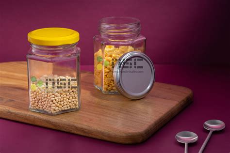 Ml Hexagonal Glass Jar Nandini Sales Corporation