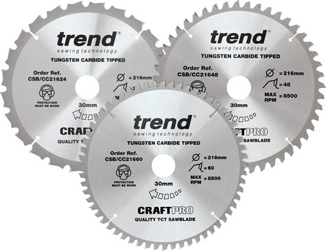 Trend CraftPro TCT Cross Cutting Sawblades Triple Pack 216mm Diameter