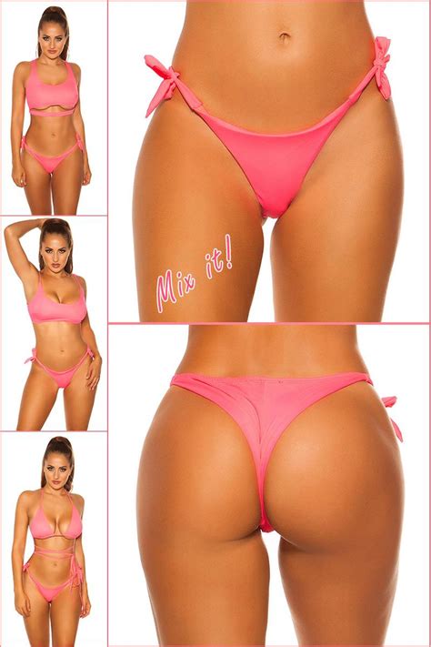 Comprar Bikini slip tanga coral neón Diseña tu bikini